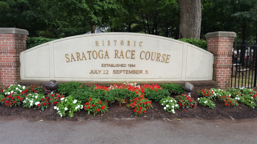 Welcome sign at the Saratoga Race Course