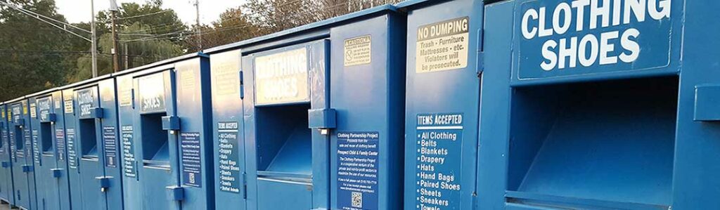 Blue donation bins