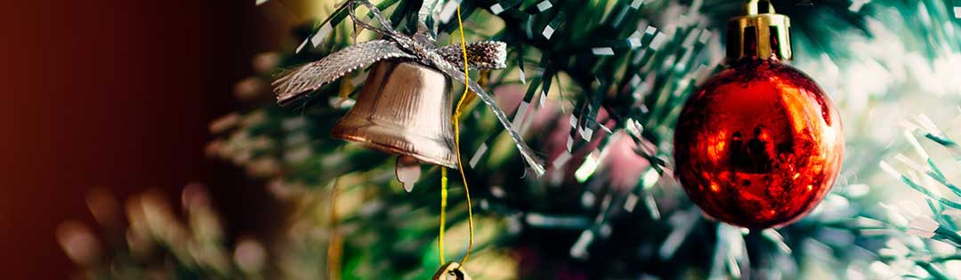 Christmas bell ornament on the tree
